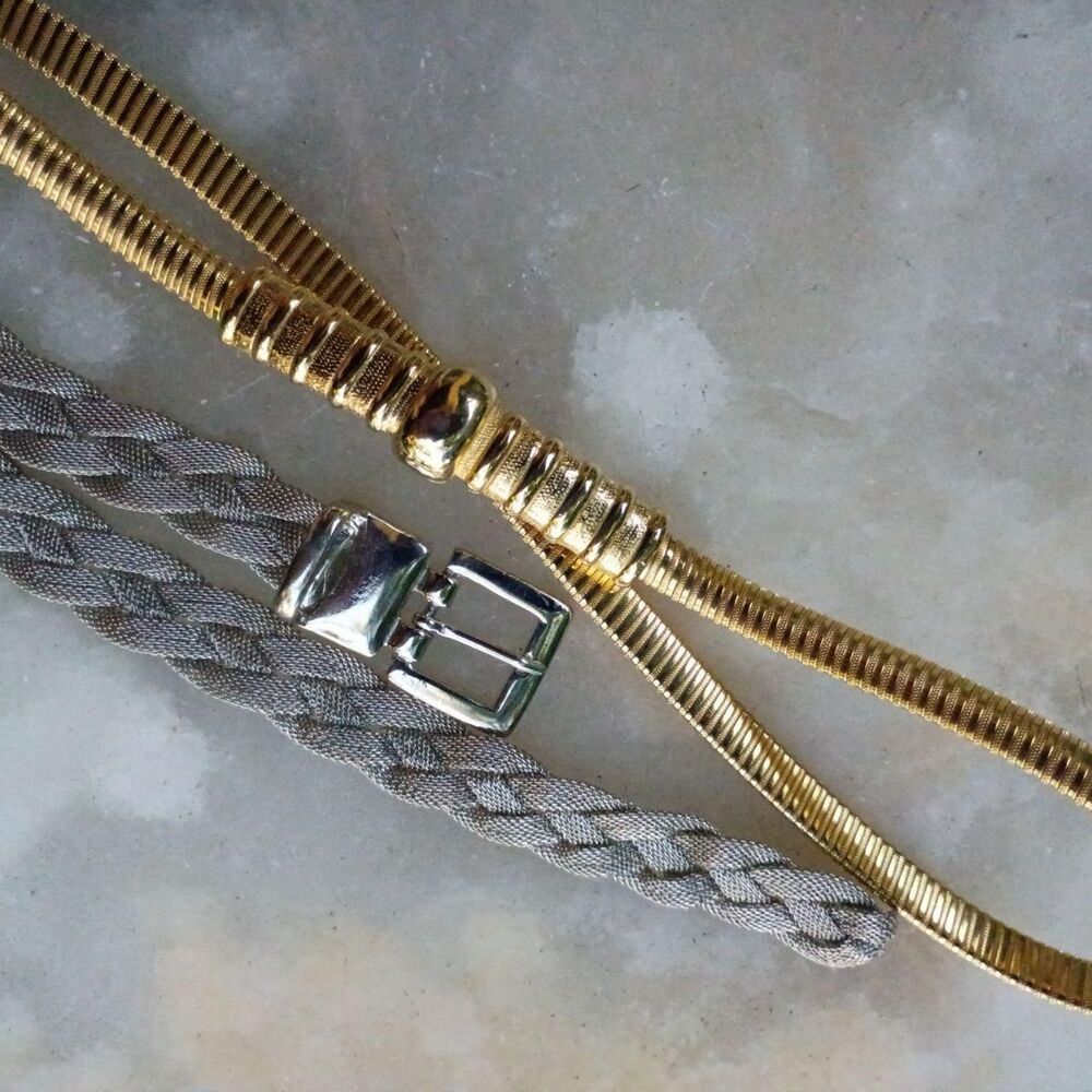 2 Ladies Small Metal Belts